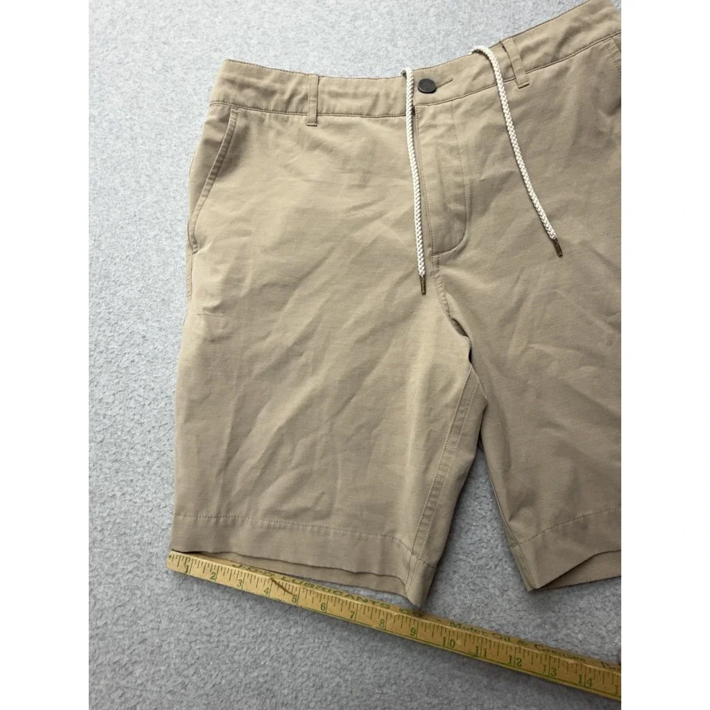 Faherty All Day Shorts Mens 30 Beige Chino 9 Inseam Drawstring Stretch Casual